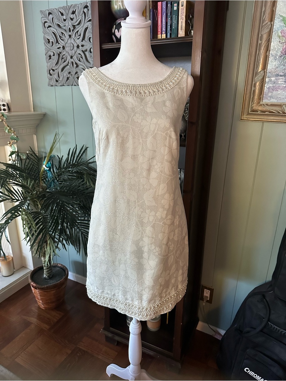 Lilly Pulitzer Ivory Beaded Sleeveless Mini Dress